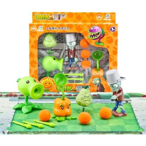 4pcs/lot Plants vs Zombie Figure Toy Ejection Peashooter Chomper Squash CONEHEAD ZOMBIE Children Doll Action Figure Model No Box