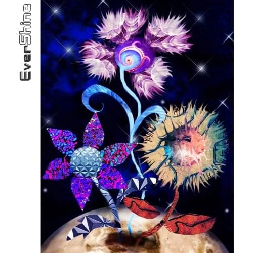 Evershine Diamond Painting Flower Abstract Cross Stitch Full Square Round Diamond Embroidery New Arrival Sale Handmade Gift