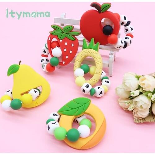 Itymama Fruit Baby Teether Personalized Name Food grade silicone Baby Pacifiers Clips BPA Free Eco-friendly Baby Teether Toys