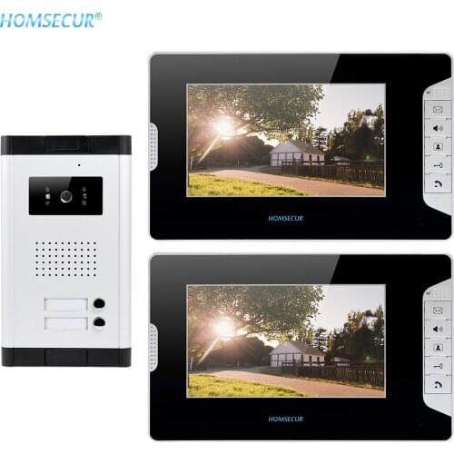 HOMSECUR 2 Units Apartment Wired Video Door Phone 7" Fashionable Monitor 700TVL Camera XC061-2 + XM703-B
