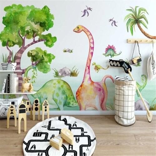 Milofi customized 3D personality wallpaper Nordic minimalist hand-painted cartoon dinosaur animal childrens room background wal