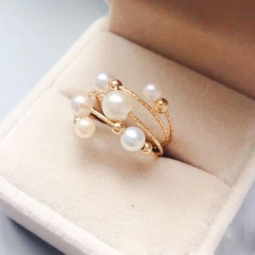 Natural Pearl Rings 14K Gold Filled Baroque Knuckle Ring Mujer Boho Bague Femme Handmade Minimalism Jewelry Rings for Women
