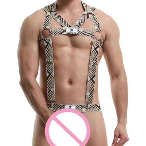 Mens Jumpsuits Chest Harness Suspender Crothcless Underwear Sexy Wrestling Singlet Gay Bodysuit Mankini Jockstrap Undershirts