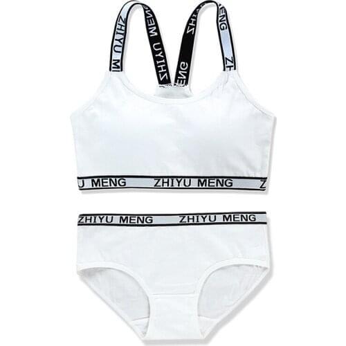 5sets/lot Teen Girls Underwear Soft Bra Set for Young Girls for Yoga Sports Running 8-15Years