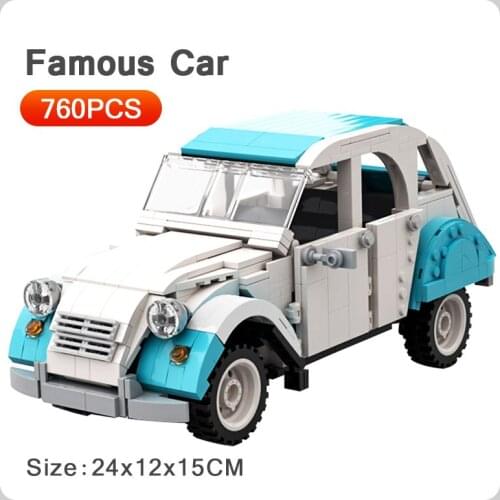 760pcs MOC Classic Car Collection Model Building Blocks high-tech Vehicle Kids DIY Educational Bricks Toys for Children Xmas Gif