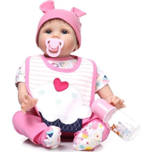 22" Lovely Baby Reborn Doll Toy Birthday Gift for Kid Child, Silicone Reborn Babies Pink Clothing Bebe Doll Reborn Bonecas