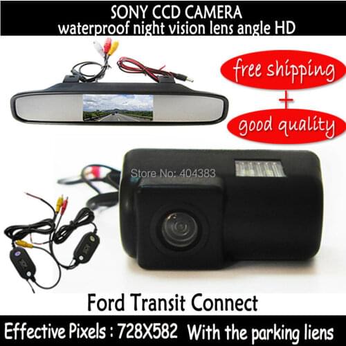 4.3 Inch Car Rear View Lcd car mirror monitor Parking Monitor with wireless Special Car Reverse Camera for FORD TRANSIT CONNECT