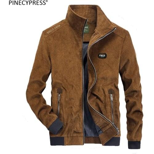100% Cotton Corduroy Anti-pilling Men Jacket Spring Autumn Winter Zipper Pockets Applique Embroidery Male Fashion Man Jackets