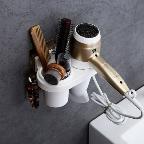 High Quality Wall-mounted Hair Dryer Holder Storage Organizer For Hairdryer Shelf ABS Bathroom Shelf Hairdryer Holder Rack