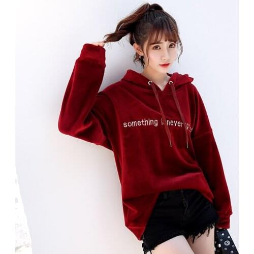 2018 New Autumn Winter Fashion Hooded Letter Velour Sweatshirts Vintage Embroidery Pullovers Coats Slim Thick Hoodies Coat Mw439