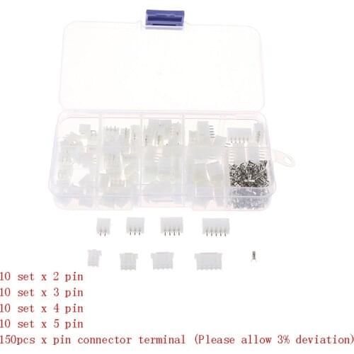 New Hot JST-XH Kit 2/3/4/5Pin XH2.54MM Terminal Housing PCB Header Wire Connectors 150PCS/Box
