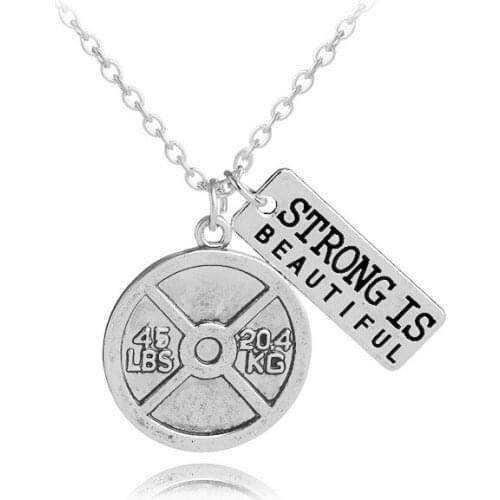 Choose strength English letters small kettlebells fitness strong body Necklace Woman Mother Girl Gift Wedding blessing Jewelry
