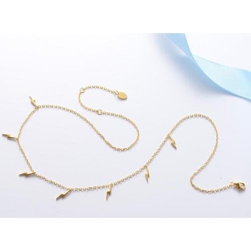 925 Sterling Silver Tiny Delicate Multiple Dangling Lightning Bolt Layer Necklaces for Women Birthday Gifts 6pcs Lot Wholesale