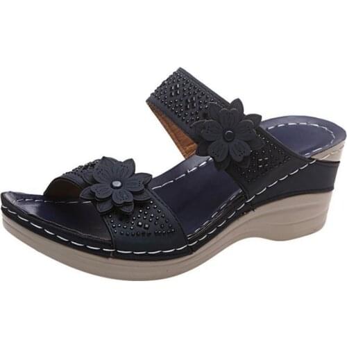 Wedge Sandals for Women Casual Summer Crystal Rhinestone Sandals Ankle Strap Open Toe Espadrille Platform Sandals