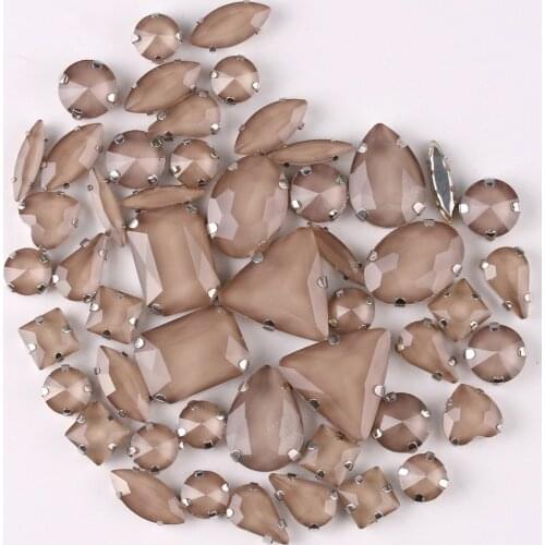 Silver claw settings 50pcs/bag shapes mix jelly candy Lt topaz glass crystal sew on rhinestone for garment shoes bags diy