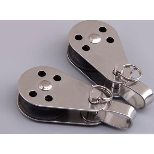 2pcs 25mm Stainless Steel Nylon Sheave Pulley Blocks W Removable Pin & Bracket for Marine Kayak Canoe Boat Anchor Trolley System