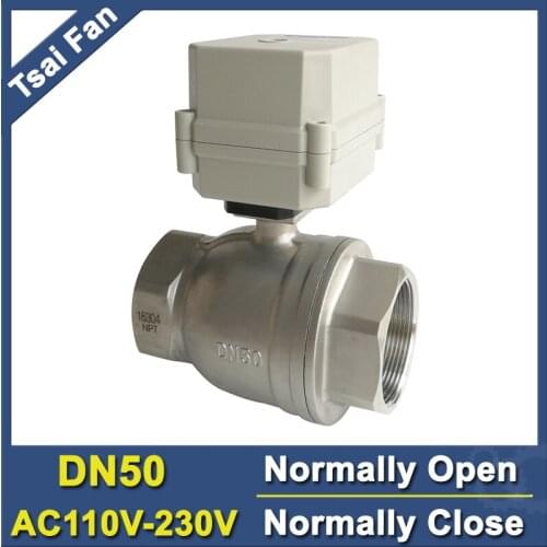 TF50-S2-C 2'' (DN50) Stainless Normally Open Normally Close Valve AC110-230V Metal Gear 10Nm Water Electric Valve On/Off 15 Sec