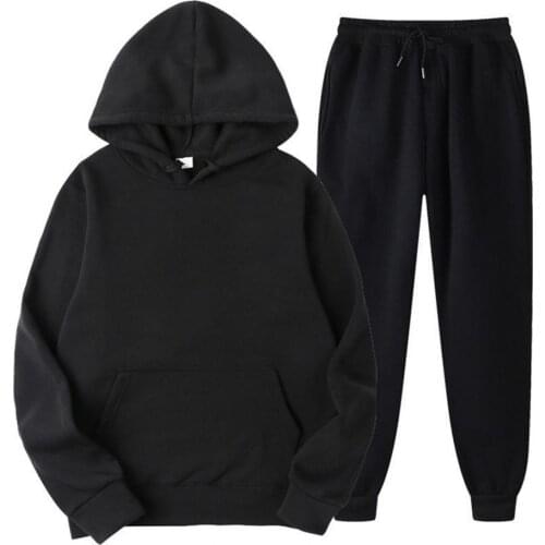 2021 Mens Set Hoodie Sweatshirt Pants Set Solid Color Hooded Men Women Drawstring Large Pocket Sweatshirt Sweatpants for Sports