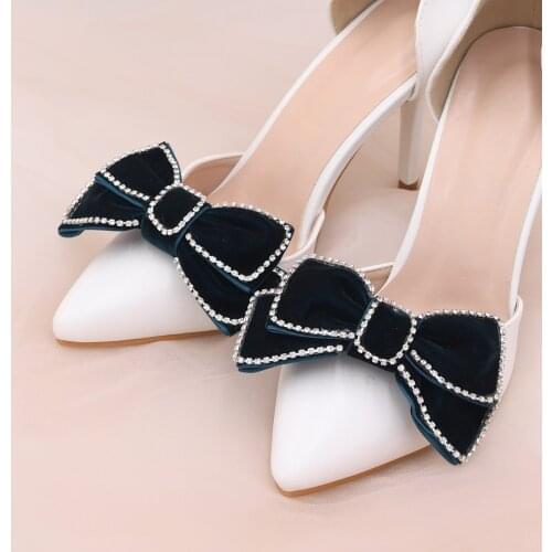 TOPQUEEN AX12 Bowknot shoe clip high heel Crystal decorative bow shoe clip Wedding shoe shoe clip