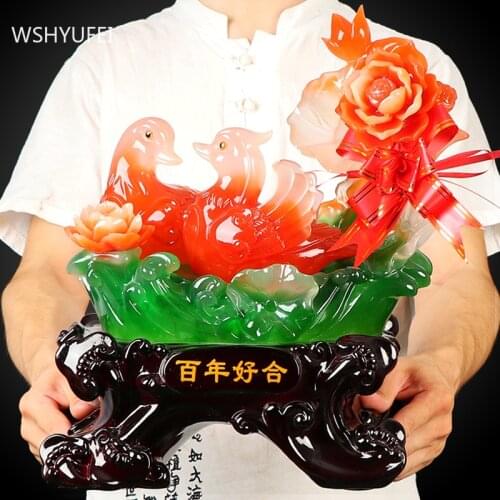 Traditional Resin Animal Sculpture Decoration Living Room Auspicious Ornaments Marriage Room Decor Accessories Wedding Gifts