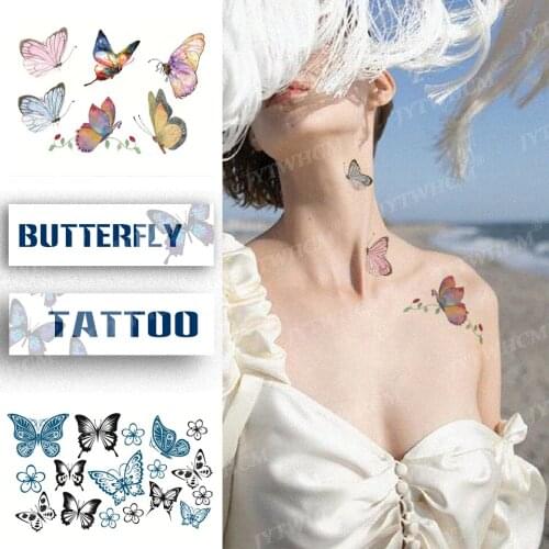 Waterproof Temporary Tattoos Butterfly For Women Fake Tattoo Stickers Henna For Tattoo Sexy 3D Glitter Tattoo Art Body Painting