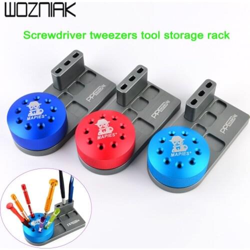 High Quality Stainless Steel Rotating Screwdriver holder Rotating Base With Card slot and Non-Slip Base Holds Screwdrivers Tool