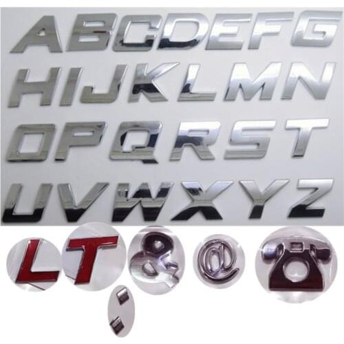 WL Car-styling 25mm Italics Letters And Numbers DIY 3D Metal Alphabet Emblem Digital Badge For Car Trunk Body Decorate Stickers