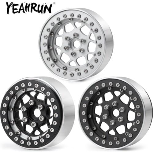 YEAHRUN 4pcs/Set Aluminum Beadlock 1.9 inch Wheel Rim for 1:10 SCX10 D90 Wraith TRX4 CC01 Crawler