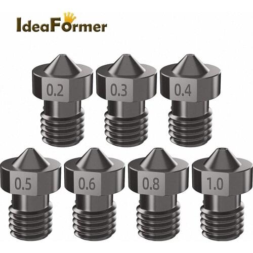 3D PrinterParts Hardened Steel Die Steel Nozzle M6 1.75mm 0.2/0.3/0.4/0.5mm For Ender 3 Hotend Titan Extruder Prusa i3 MK3