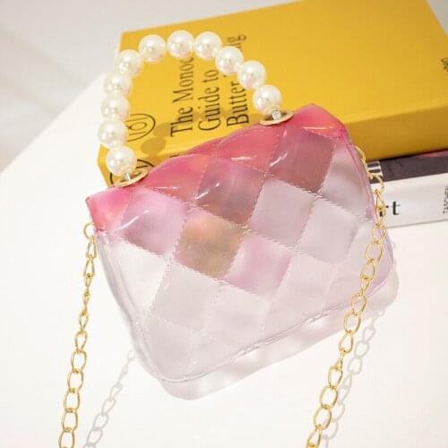 Women Mini Handbags Tote Cute Candy Color Jelly Bags for Girls Small Coin Pouch Baby Party Pearl Crossbody sac Hand Bags Purses