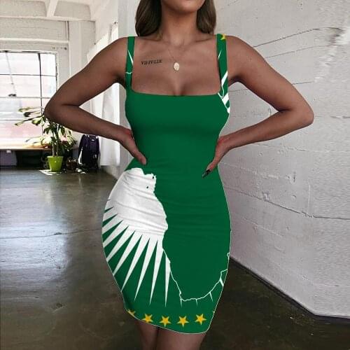 Giyu Brand World Map Dress Women Europe 3d Print Graffiti Ladies Dresses Green Halter Sleeveless Harajuku Bodycon Dress