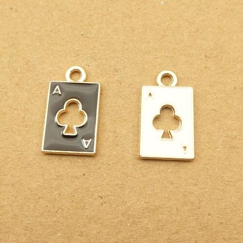 10pcs 10x18mm enamel poker card charm for jewelry making cute earring pendant bracelet necklace charms diy design charms