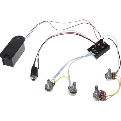 2 Band Active Bass Guitar EQ Equalizer Preamp Circuit Pickup Black