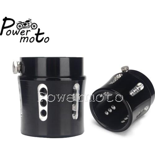 2pcs Black Aluminum 2.5" Vintage Drilled Muffler Exhaust Rear Pipe Silencer Tail Muffler Tip For Yamaha Honda Harley Cafe Racer