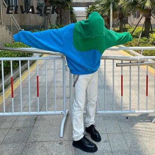 2021 Women Long Sleeve Oversized Hoodies Green Patchwork Autumn Winter Casual Fashion Vintage Loose Y2k Sweatshirts New