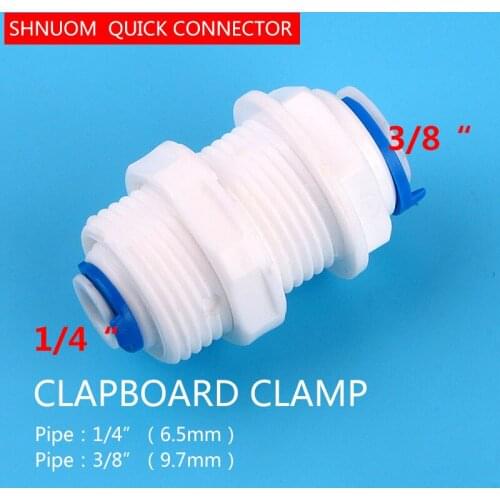 3/8" (9.5mm) Tube - 1/4" OD Tube PE Pipe Straight Bulkhead Fittings Quick Connector Division Plate RO Water Diameter Change