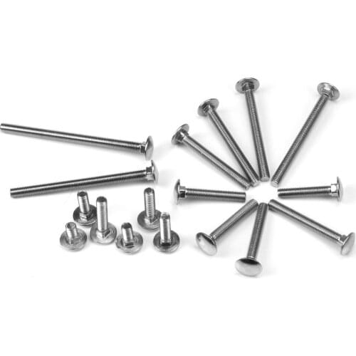 5pcs M12*30/35/40/50/60/70/80/90/100/110/120mm Semi-round head square neck bolts 304 stainless steel bolts A2-70 Screws