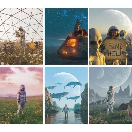 5D DIY Diamond Embroidery Space Astronaut Scene Handmade Home Decoration Ornaments Hanging Painting Gifts Can Be Customized