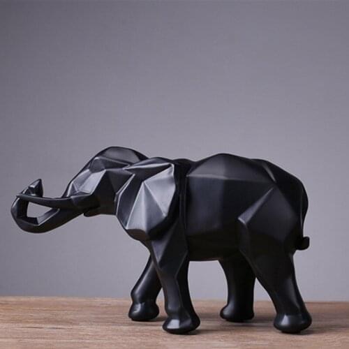 Abstract Gold Elephant Statue Resin Ornaments Home Decoration accessories Gift Geometric Resin Gold Elephant Sculpture