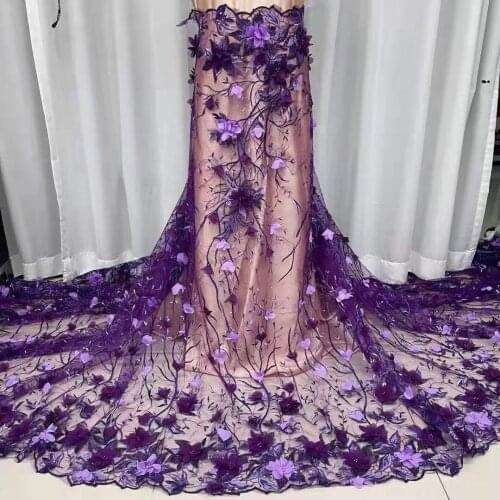 African 3D Lace Fabric 2021 High Quality Tulle Lace Material Dress For Women Embroidery French Lace Fabric Sewing in Wedding A4