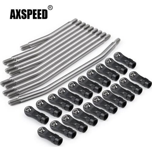 AXSPEED 324mm Metal Link Set Linkage Steering Rod with Nylon Ball End for Axial SCX10 1/10 RC Car Truck Upgrade Accessories Part