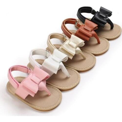 Infant Baby Girl Shoes Toddler Flats Sandals Premium Soft Rubber Sole Anti-Slip Summer Cute Bow-knot Crib First Walker Shoes