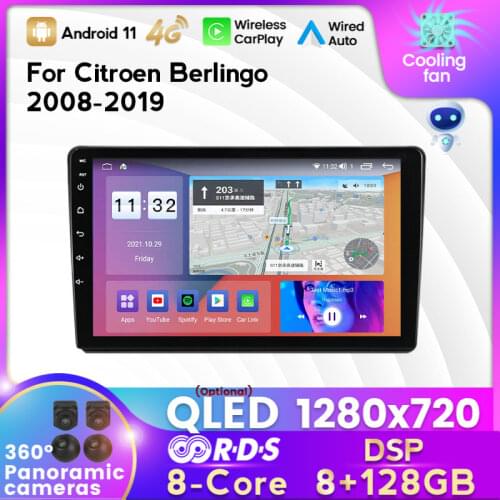 Carplay DSP Android 10 Car DVD Player For PEUGEOT 3008 5008 Partner CITROEN Berlingo 4G LTE Navigation GPS BT Auto Radio