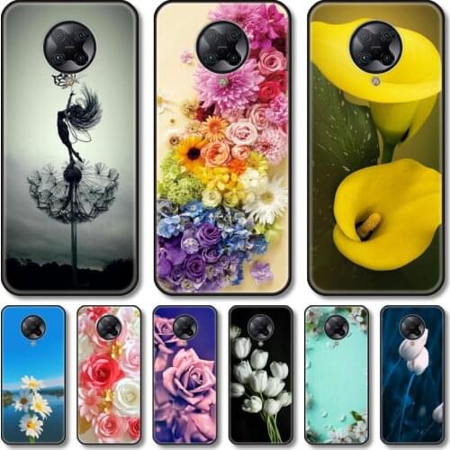 Yellow flowers Phone Case For xiaomi Poco M2 M3 C3 X3 F2 F3 Lite NFC Pro Anime Black Cover Silicone Back Pretty tpu