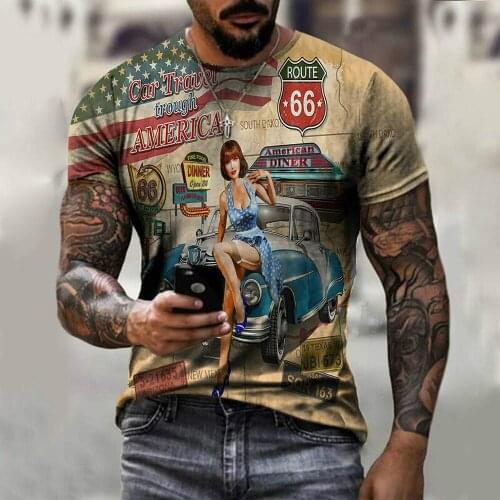 T-shirt men and women 2021 hot road style 3D printing casual sportswear Harajuku slim polyester material 66