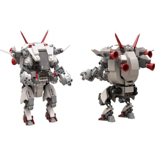 MOC White Rabbit Walking Armor Assault Model Building Blocks D.va Game Animal World Bricks Education DIY Children Toys Gift