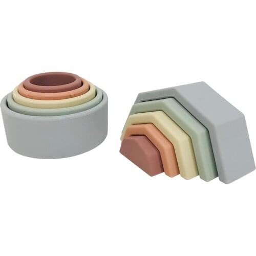 Toy Cute Color Rainbow Stacking Ring Tower Toys Baby Stacking Cup Funny Toys Early Educational Intelligence Toy