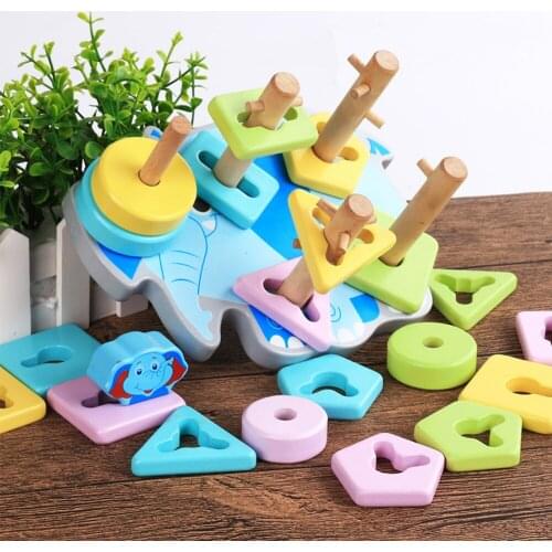 Early Learning Toys Educational Wooden blocks Montessori for Children kids child Exercise Hands-on ability Shapes Matching Games