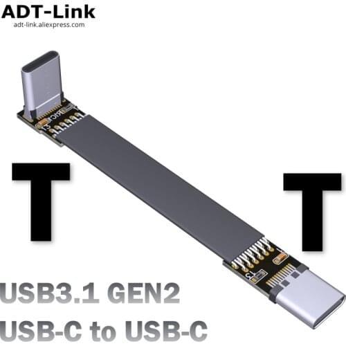 Shield FPV USB 3.1 Type C To Type C Extension Cable 90 degree Adapter FPC Ribbon Flat USB C Cable 3A 10Gbps EMI shielding