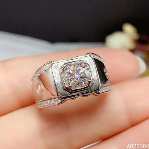 KJJEAXCMY fine jewelry 925 sterling silver inlaid Mosang Diamond gemstone men ring lovely support detection